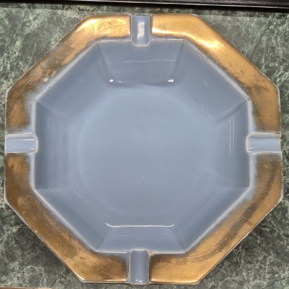 Elegant Gold and Blue Octagonal Plate